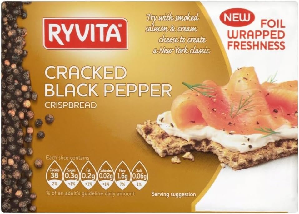 Ryvita Cracked Black Pepper Crispbread (200g) - Pack of 6