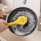 Ximimark 2 PCS Yellow Duck +Yellow Chicken Dish Brush Handle Built-in Scraper, Scrub Brush for Pans, Pots, Kitchen Sink Cleaning
