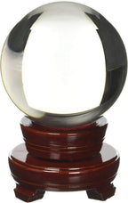 Amlong Crystal Meditation Divnation Sphere Feng Shui Crystal Ball, Lensball, Decorative Ball with Wooden Stand and Gift Box, Clear, 4.2 inch (110mm) Diameter