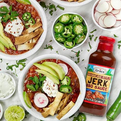 Grace Jamaican Style Jerk BBQ 16oz - 2 Pack Jamaican Jerk Seasoning, Marinade & Dipping Sauce - Best Hot Barbecue Sauce -