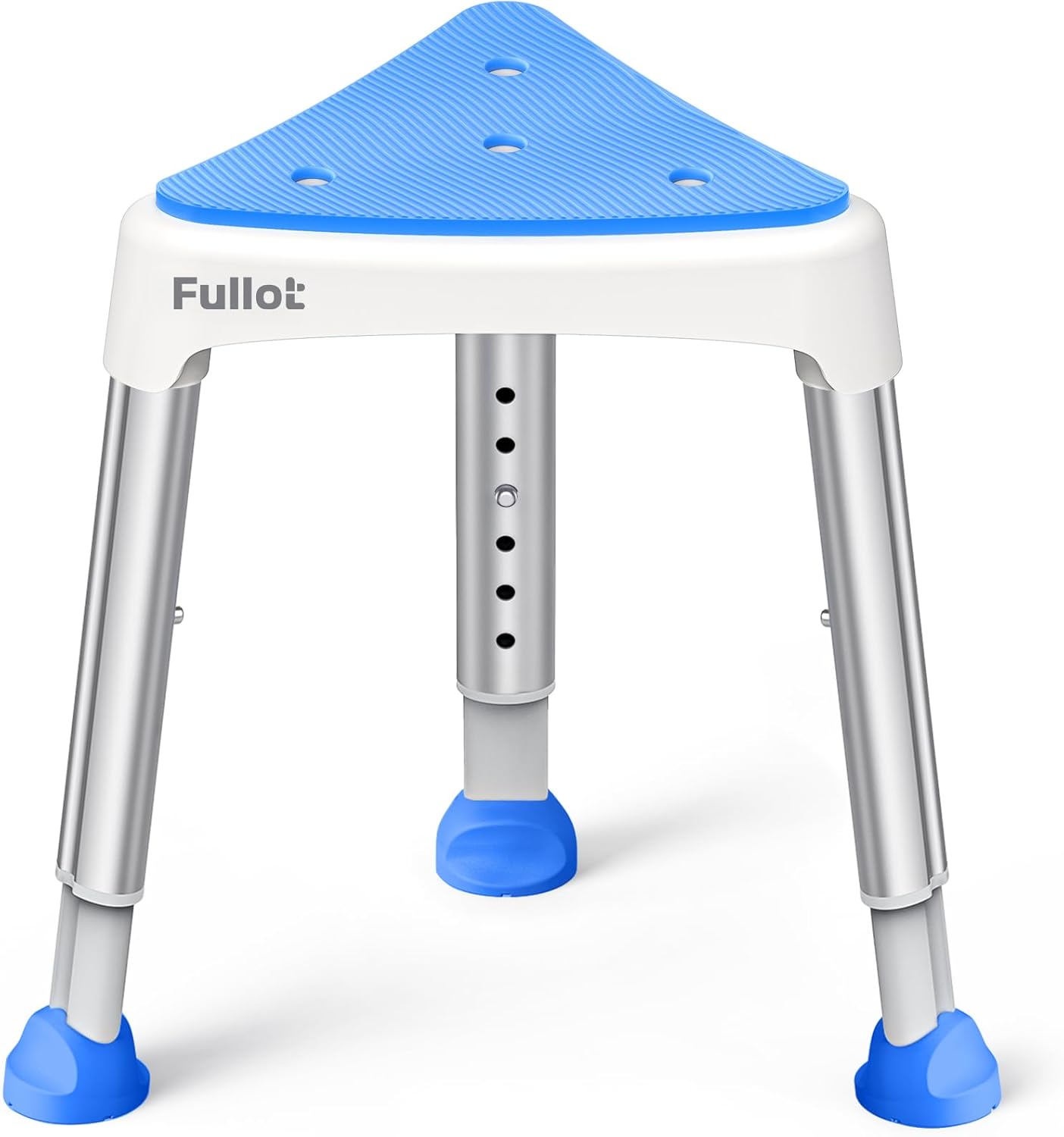 Space-Saving Triangular Shower Chair for Elderly and Disabled, 400 lbs Adjustable Shower Stool Seat with Stable-Bracing, Non-Slip Bathtub Chair, Tool-Free Assembly, Blue With Eva Pad