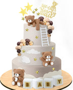 Yinder Bear Cake Toppers Mini Bear Cake Decorations Cake Toppers Gold White Pearl Ball for Birthday Party Decorations(Dark Brown,Cute Style)