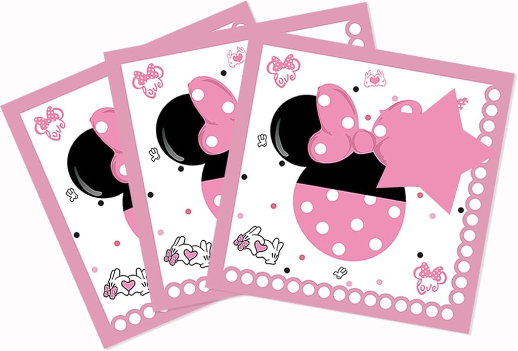 60 Pack Pink Cartoon Birthday Party Paper Napkins - Happy Birthday Party Napkins for Kids Girls 1st 2nd 3rd 4th 5th 6th 7th Birthday Party Decorations