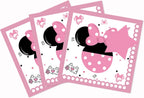 60 Pack Pink Cartoon Birthday Party Paper Napkins - Happy Birthday Party Napkins for Kids Girls 1st 2nd 3rd 4th 5th 6th 7th Birthday Party Decorations