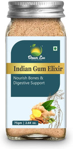 Dawn Lee Gum Arabic Tea 75g | Caffeine-Free Herbal Elixir | Edible Gum with Mulethi, Cardamom, Nutmeg, Saffron | Ayurvedic Tea for Joint Support, Bone Health & Digestion