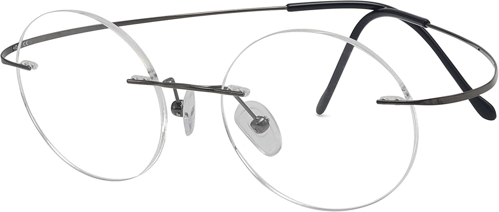 Eyekepper Titanium Rimless Round Reading Glasses Circle Readers For Men