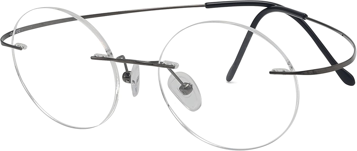 Eyekepper Titanium Rimless Round Reading Glasses Circle Readers For Men