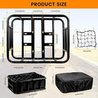 Bike Basket Rear, Large Bicycle Basket with Cargo Net, Liner and Waterproof Cover for Electirc Bike, Ebike and Bikes, Large Capacity Wire Bakset