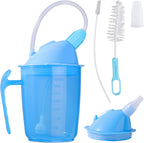 Adult Sippy Cup for Elderly, Spill Proof Drinking Cup with Lid and Straw, No Spill Dysphagia Cup for Hospital Patients, Disabled & Pregnant Women, Dishwasher Safe (Blue)