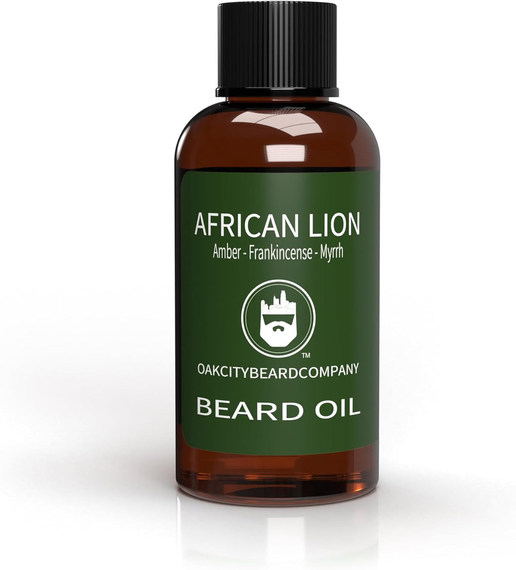 OakCityBeardCo. - African Lion - 2 Ounce - Beard Oil - Beard Conditioner - Amber - Frankincense - Sandalwood