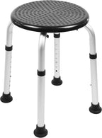 PEPE Mobility Shower Stool with Non-Slip Tips, Height Adjustable, Tool-Free Assembly, Lightweight Aluminium, Round, Black