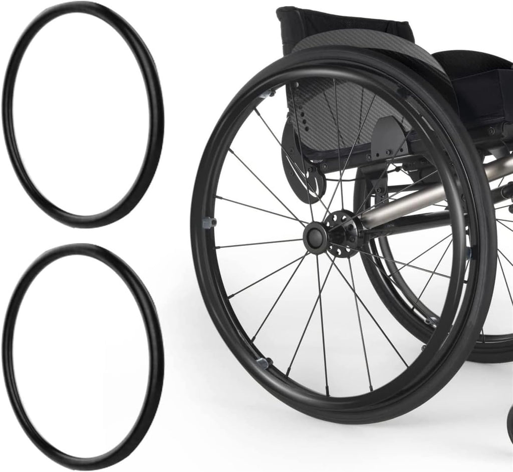 Silicone Wheelchair Push Rim Covers, 20/22/24inch 1 Pair Wheelchair Rear Wheel Push Ring Protective Cover, Non-slip Wear-Resistant Hand Push Cover, Cover for Improve Grip and Traction(Black,24in)