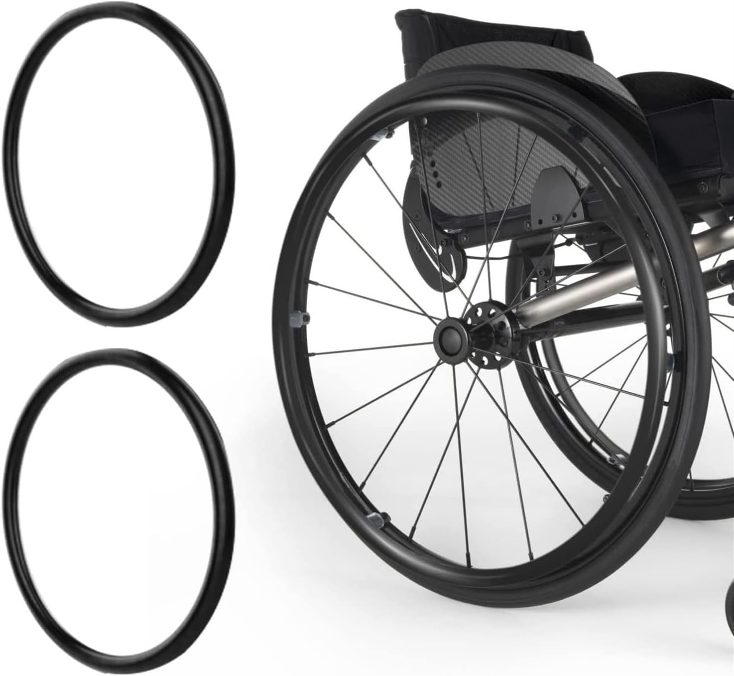 Silicone Wheelchair Push Rim Covers, 20/22/24inch 1 Pair Wheelchair Rear Wheel Push Ring Protective Cover, Non-slip Wear-Resistant Hand Push Cover, Cover for Improve Grip and Traction(Black,24in)