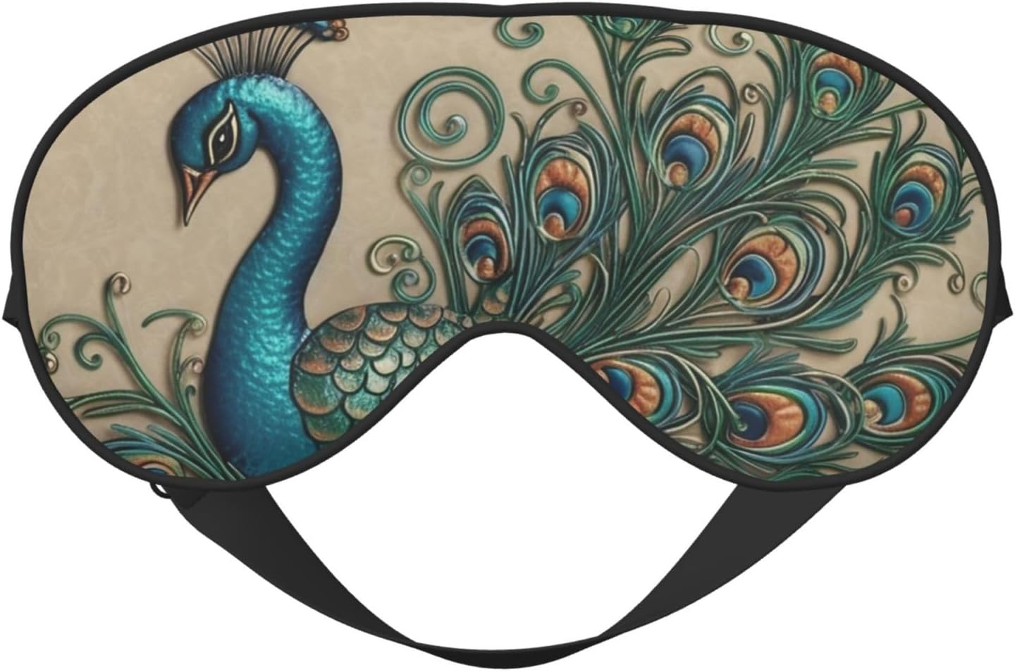 Peacock Pattern Eyes Sleep Mask Adjustable Strap Sleeping Eye Mask Light Blocking Blindfold Eye Sleep Shade Cover Bedtime Blackout Eyeshade for Yoga Nap Travel