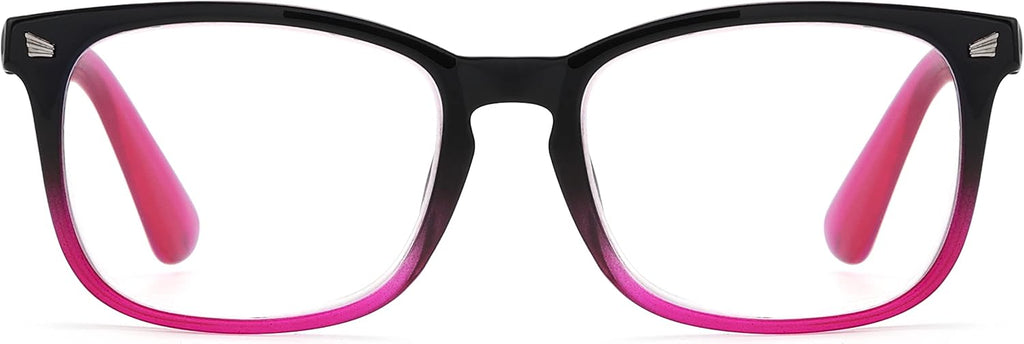 Square Reading Glasses for Women - Oversized Readers Ladies - Black Purple Frame +0.75