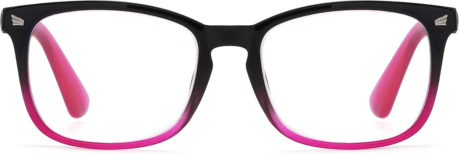 Square Reading Glasses for Women - Oversized Readers Ladies - Black Purple Frame +0.75