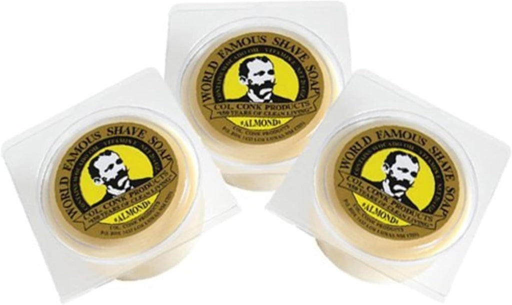 Col. Conk World's Famous Shaving Soap, Almond 3 - Pack Each Net Weight 2.25 Oz by Colonel Conk