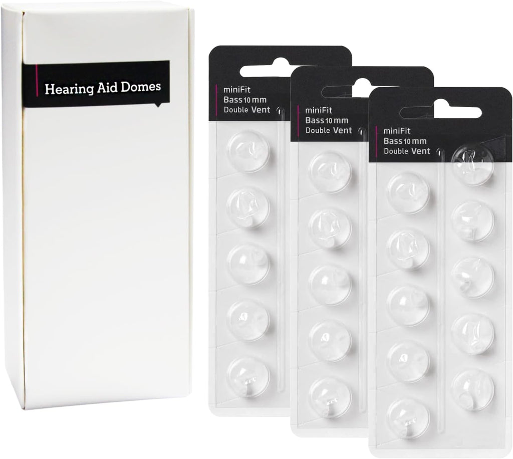 Hearing Aid Domes for Oticon Replacements, Oticon Minifit Double Vent Bass Domes (10 mm/3 Packs）, Universal Domes for Oticon Hearing Aid Supplies.