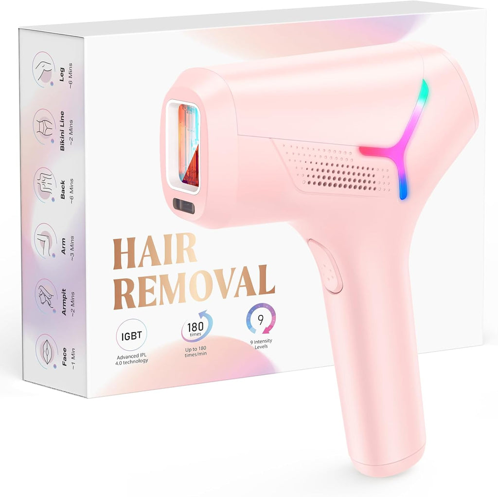 LYSMOSKI Laser Hair Removal for Women and Men, At-Home IPL Hair Removal Device with 5.2 cm² Treatment Window, Nearly Painless, Visible Results in 2 Weeks, Full Body Treatment in 8 Minutes,Pink