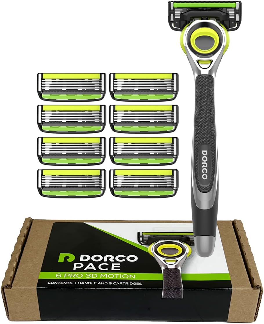 Dorco Pace 6 Pro 3D Motion Razor System - 1 Handle + 9 Cartridge Set