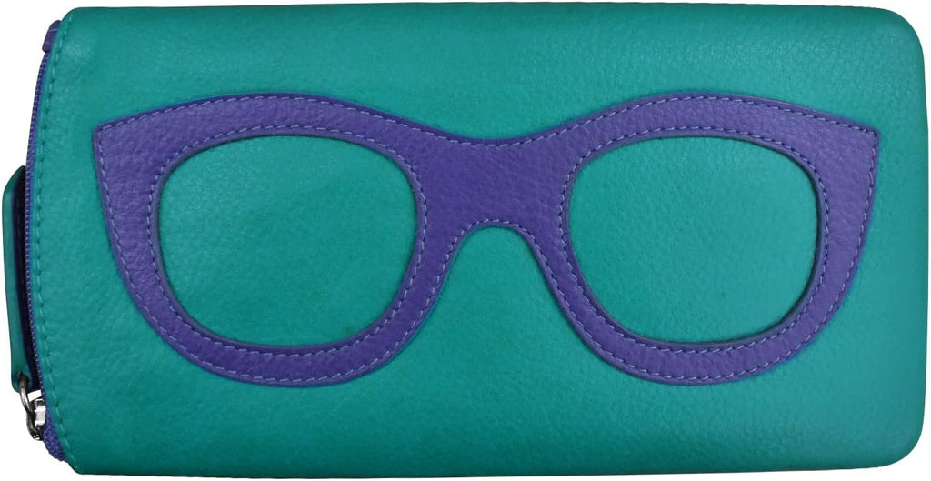 ili New York Smooth Leather Soft Eyeglass Case, Zip Closure with RFID Blocking Lining, Travel-Friendly in Vibrant Colors