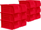 Akro-Mils 30230 AkroBins Plastic Storage Bins, Space-Saving Stackable Bins for Garage, Pantry, Craft Organization, 11" x 5" x 5", Red, 12-Pack