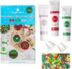 Sweets Indeed Christmas Cookie Decorating Kit – 11.31 oz | 3 Frosting Tubes (Red, Green & White) + 4 Decorating Tips + 2.5 oz Holiday Sprinkles for Christmas Cookies, Cupcakes & Cakes