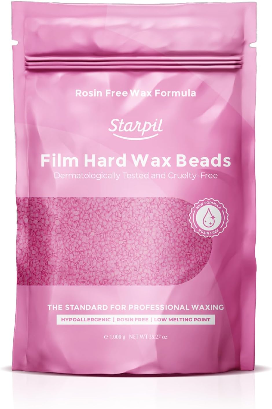 Starpil Wax 1000g / 2.2 lb Pink hypoallergenic Hard Wax Beads for body Hair Removal, Stripless Body Wax Beans, Polymer Blend Bikini Wax, Coarse Hair Removal hypoallergenic Beads for Sensitive Skin