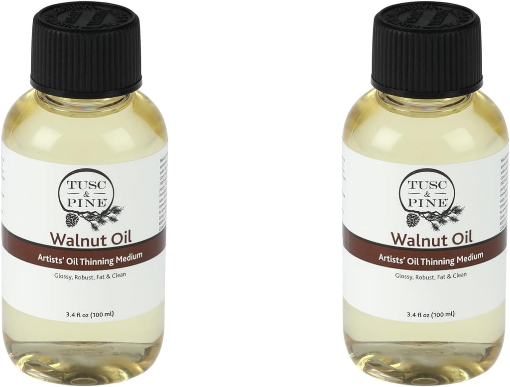 Tusc & Pine Walnut Oil for Painting - 3.4 Oz Bottle - Professional Artists' Paint Medium, Increase Sheen, Slows Drying Time, Solvent Free Thinner, Refined in Small Batches in North Carolina