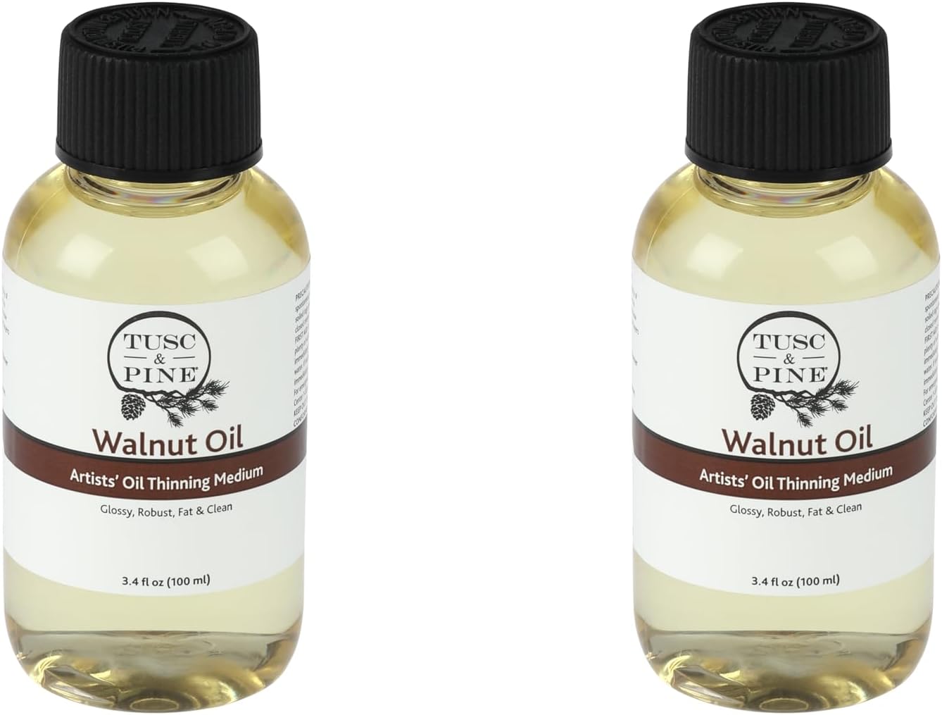 Tusc & Pine Walnut Oil for Painting - 3.4 Oz Bottle - Professional Artists' Paint Medium, Increase Sheen, Slows Drying Time, Solvent Free Thinner, Refined in Small Batches in North Carolina