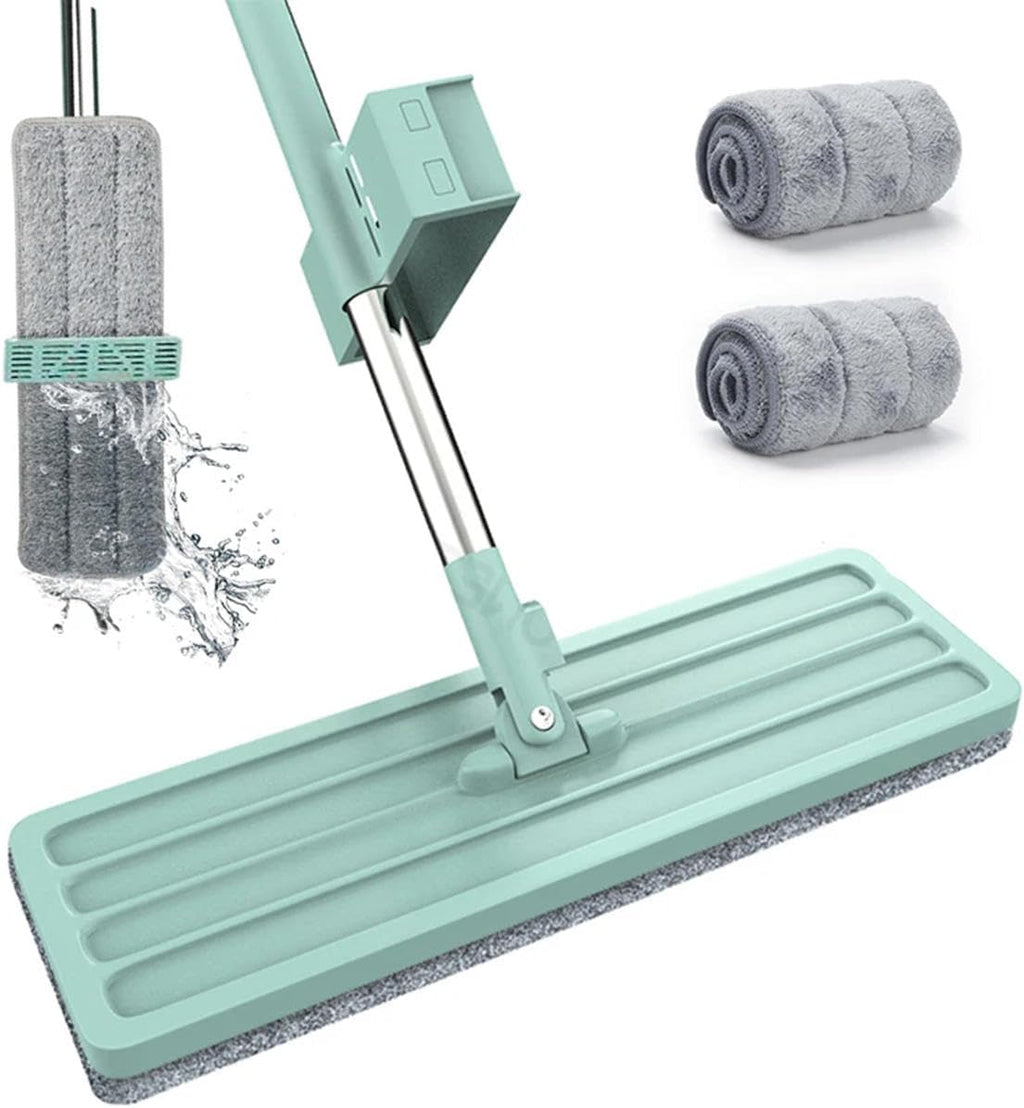 VINGAA Mop,Flat Mop,Flat Mop with Self Wringer,Mops for Hardwood Floor Cleaning,Flat Squeeze Mop,Microfiber Mop,Large Flat Mop with 2 Washable Mop Pads,for Tile,Marble,Laminate,Wooden Floor, 120x35cm