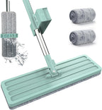 VINGAA Mop,Flat Mop,Flat Mop with Self Wringer,Mops for Hardwood Floor Cleaning,Flat Squeeze Mop,Microfiber Mop,Large Flat Mop with 2 Washable Mop Pads,for Tile,Marble,Laminate,Wooden Floor, 120x35cm