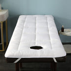 Foldable Bed Mattress Topper for Salon Beauty Massage Mattress Pad with Face Breath Hole Square Head Massage Table Mattress Protector for Spa Bed with Elastic Bands,White,80x185cm