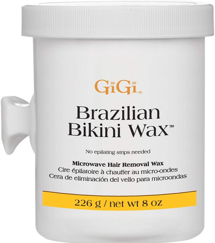 Gigi Brazilian Bikini Wax Microwave Formula, Painless, Residue-Free Hard Wax for Coarse Hair, Perfect for Sensitive Areas, 8 Oz, 1-Pack