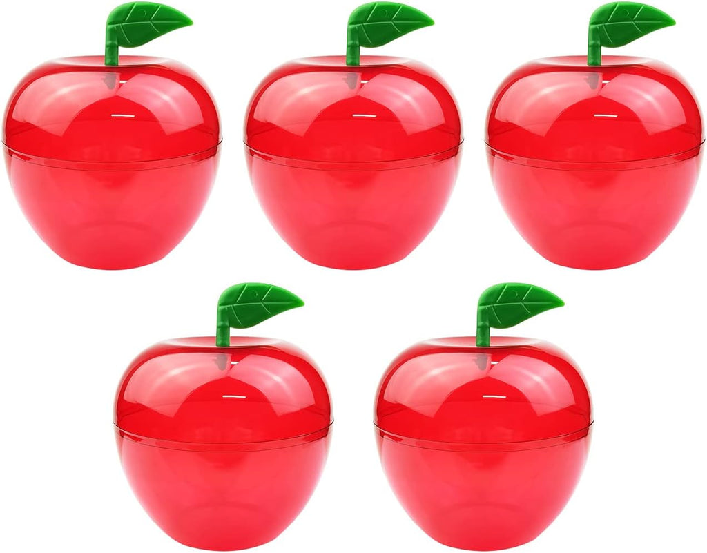 5 Pack Plastic Apple Containers Large Red Apple Decoration Teacher Apple Container Candy Jar Toy Gift Filling Containers for Party Wedding Christmas Decorations Party Supplies