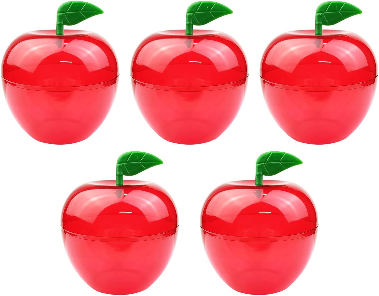 5 Pack Plastic Apple Containers Large Red Apple Decoration Teacher Apple Container Candy Jar Toy Gift Filling Containers for Party Wedding Christmas Decorations Party Supplies
