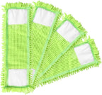 4Pcs Soft Flat Mop Refill Pads, High Absorption Cloth for Multi-Surface Floor Cleaning, 15.35-inch Board Compatible, Green