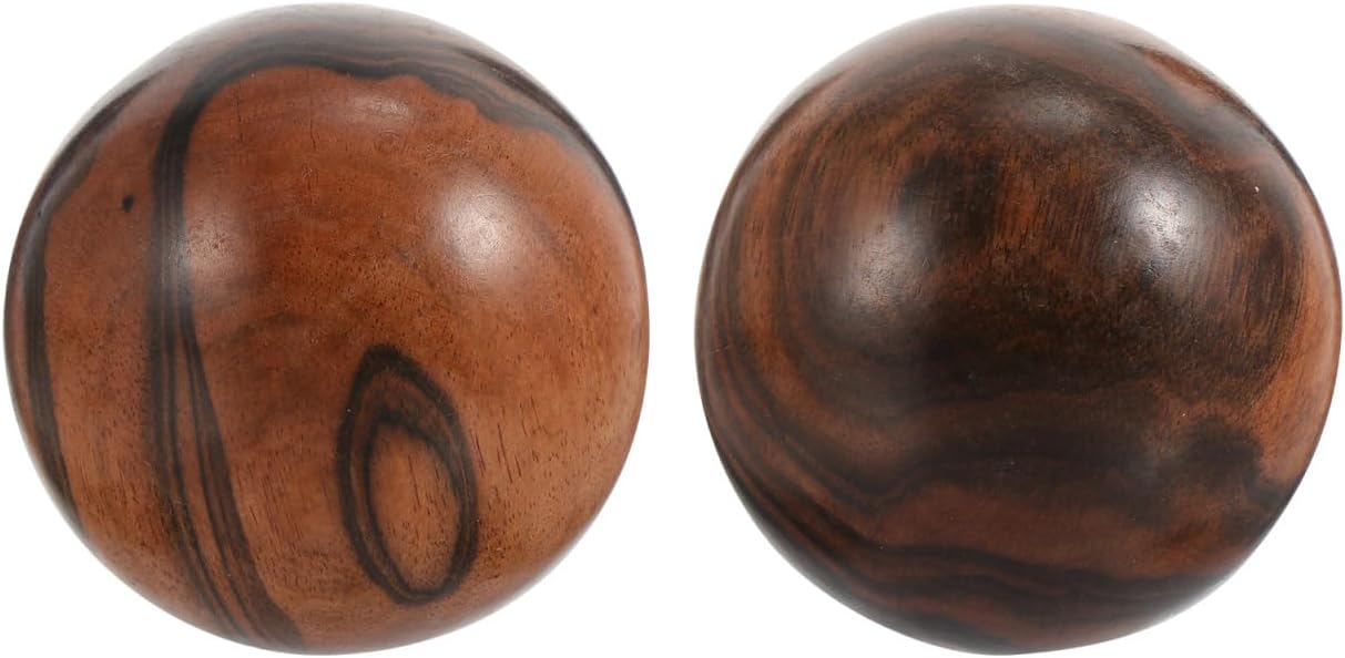 Healifty 2 Pack Baoding Balls 2 Inch Wooden Meditation Balls Chinese Health Exercise Massage Ball for Hands Outdoor Toys Hand Massager