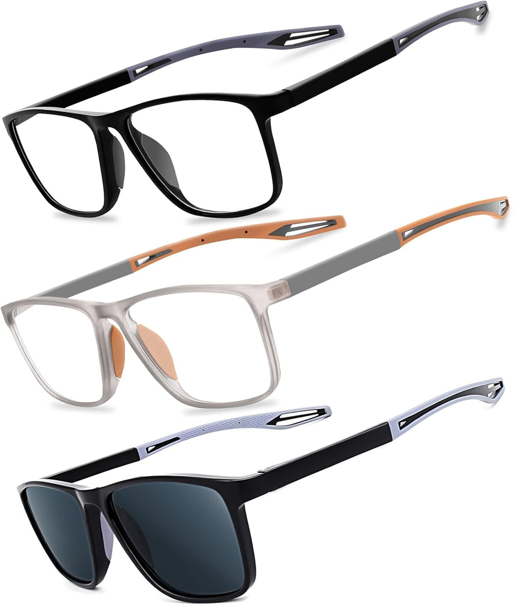 2 Pack Reading Glasses for Men，Sports Style Blue Light Blocking Readers with Anti Glare Filter Lightweight Eyeglasses