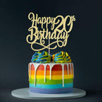 Gold Glitter Happy 20th Birthday Cake Topper,Cheers to 20 Years,happy 20th Birthday Cake Topper,20th Anniversary Cake Topper， men and women 20 years old happy birthday Party Decoration