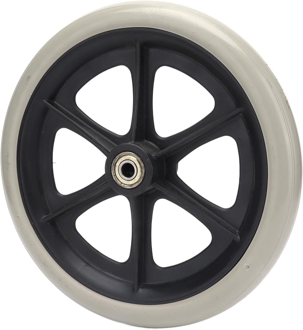Akozon 8in PU Wheelchair Wheel Replacement with Ball Bearing, Skidproof Walker Caster for Rollator, Grey