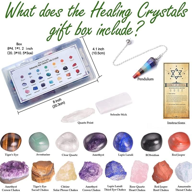 Crystal Stone Crystals Stones Beginners Kit of Chakra Natural Rose Quartz Set Box Presents