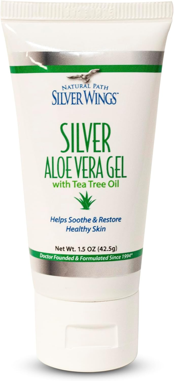 Natural Path Silver Wings 200ppm Silver with Aloe Vera Gel and Tea Tree Oil - Soothing Skin Care - 1.5 oz