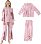 Long-Sleeved Pajamas,Tear Away Bedridden Clothes,Suitable for Postoperative Care,Pink
