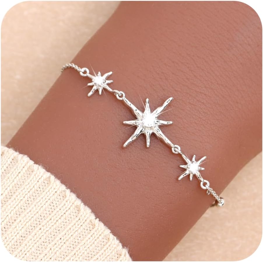 Dainty Gold Silver Flower Star Bow Butterfly Bracelets for Women, Sparkly Adjustable Slider Chain Rhinestone Bracelet Wedding Prom Holiday Fashion Jewelry Gift