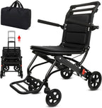 World's Lightest (Only 15lbs) Transport Wheelchairs with Telescopic Handle, Folding Transport Wheelchairs for Adults and Seniors Support 220lbs