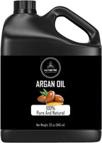 Naturevibe Botanicals Argan Oil 32 Fl oz – Cold Pressed, Unrefined, Pure Moroccan Argan Oil for Hair, Skin, Face & Massage – Natural Carrier Oil for DIY Beauty & Aromatherapy