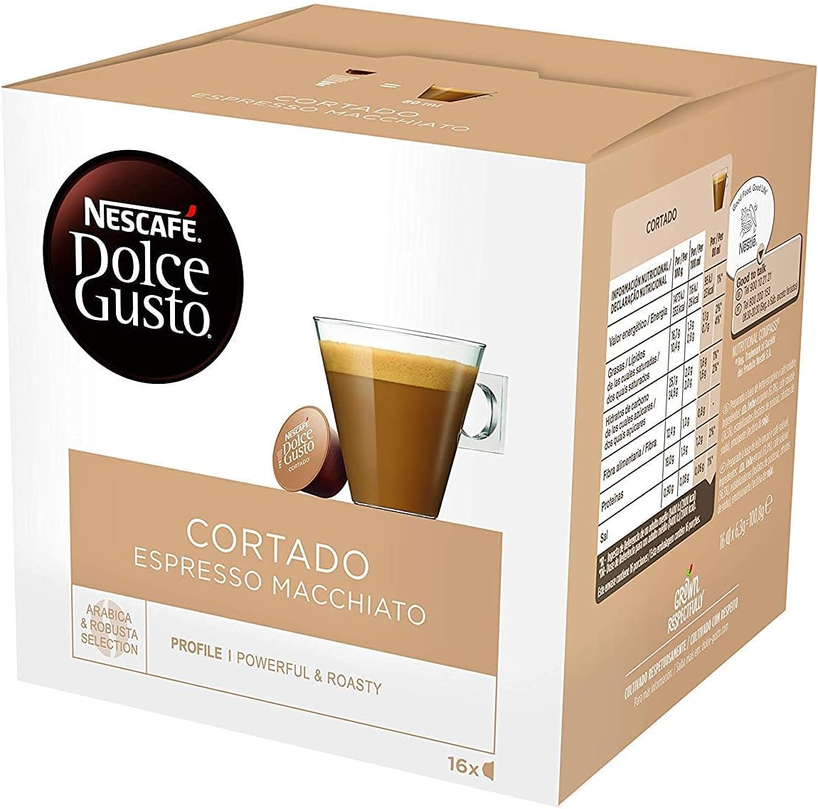 Dolce Gusto - Coffee Capsules, Cortado Espresso Macchiato, 1.86 Oz., (Pack of 3)