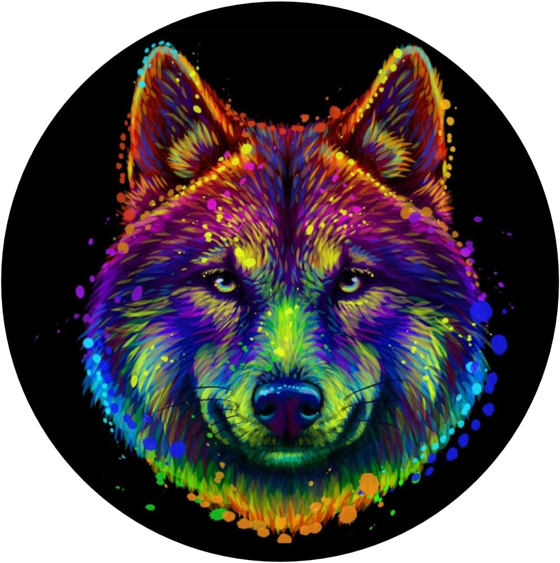 Colorful Wolf Edible Cake Topper- 8" Round