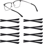 8 Pairs Eyeglass End Tips Ear Sock Pieces for Glasses Soft Silicone Eyeglasses Temple Tips Glasses Sunglasses Replacement Temple Anti-Slip Tube Sleeve for Flat Thin Metal Eyeglass Legs (Black)